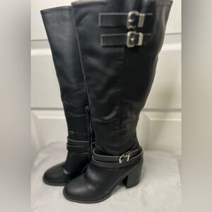 Madden Girl Womens Edrea Almond Toe Knee High Fashion Boots, Black size 7